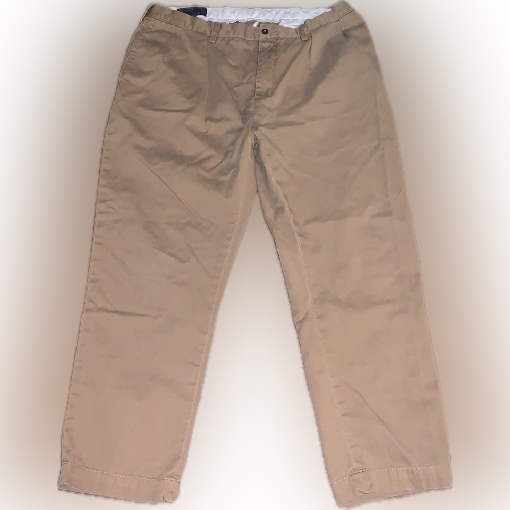 Polo Ralph Lauren Ethan Chino Khaki Tan Camel Pants Pleated Slacks 38x30